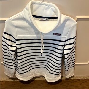 Vineyard Vines White and Navy Cowl Neck Sweater- new without tags- never worn!